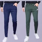Lycra Solid Trouser for Men (Pack of 2) (Multicolor, 28)