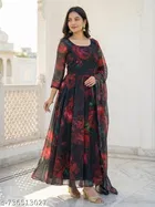 Chikankari A-Line Knee Length Gown for Women 