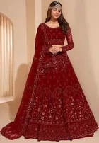 Net Embroidred Semi Stiched Lehenga Choli for Women 