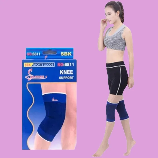 Polyester Solid Knee Sleeves for Women (Blue, Set of 1)