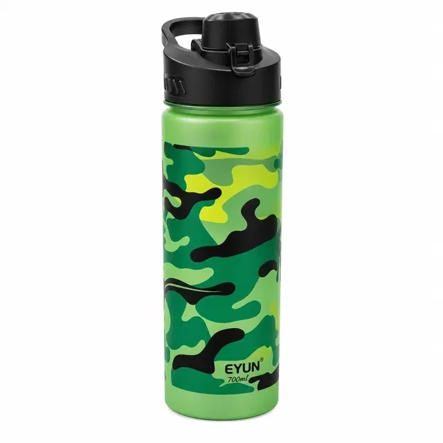 Camouflage Army Stylish and sturdy water bottle with Flip-Flop Lid 700 ML (Assorted Any 1 Colour)