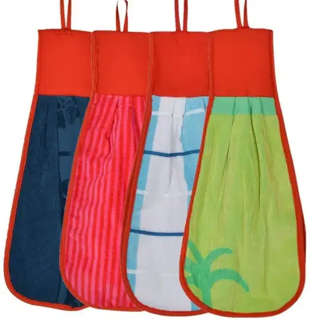 Cotton Hanging Hand Towel (Multicolor, Pack of 4)