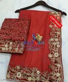 Jimmy Choo Embellished Saree For Women, Maroon
