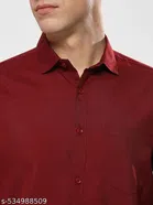 Cotton Blend Solid Shirts for Men, Maroon 