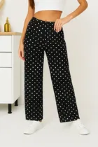 Women's Sleepwear All Over Print Pyjama; Black ;  M