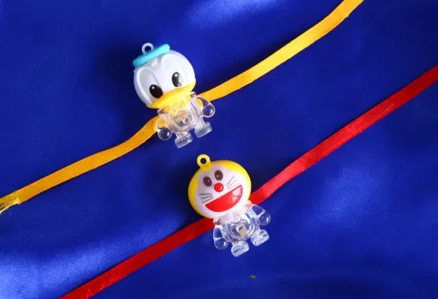 Plastic Doremon & Mickey Light Rakhi for Kids (Multicolor, Pack of 2)
