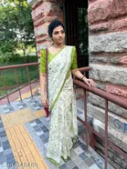 Cotton Linen Printed Saree for Women 