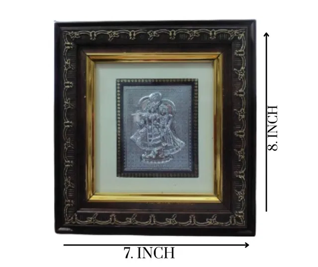 Wooden Laxmi Ganesha Ji Wall Frame (Silver, 7x8 inches)