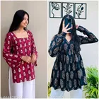 Floral Gathered Rayon Kurti for Women, Pack of 2 