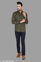 Cotton Blend Checked Shirt for Men, D-Green 