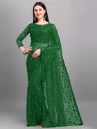 Net Solid Saree for Women 