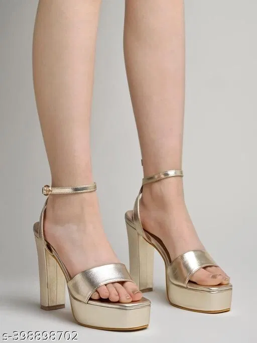 [109] Solid Synthetic Heel Sandals for Women (IND-3)