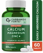 CARBAMIDE FORTE Calcium Magnesium Zinc Tablets for Women & Men | Bone Health Supplement (60 Tablets)