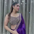 Georgette Saree for Women, Purple 