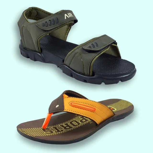 Slipper with Sandals for Men (Multicolor, 6) (Pack of 2)