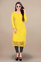 Net Kurti for Women,  Yellow  