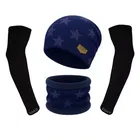 Woolen Printed Cap & Neck Warmer with Arm Sleeves for Men 