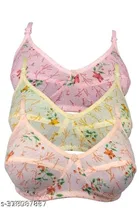 Hosiery Printed Bra for Woman, Multicolour, Pack of 3 