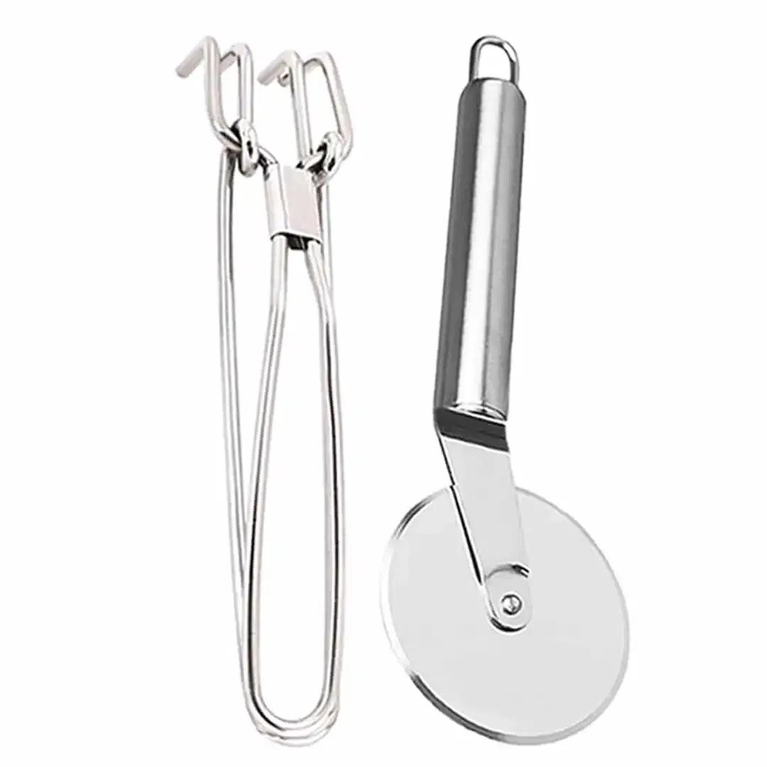 Oc9 स्टेनलेस स्टील यूटिलिटी पकड़ & पिज़्ज़ा कटर फॉर किचन टूल सेट