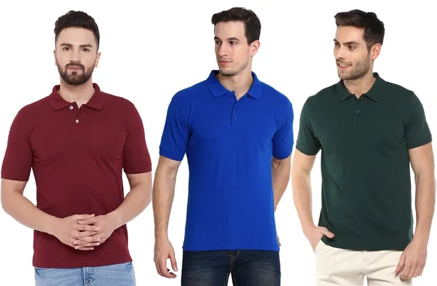 Polo T-shirt Pack of 3 for Men (Multicolor, M)