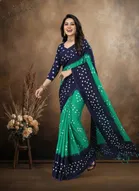 Art Silk Printed Saree for Women, Green 