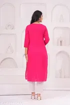 Cotton Chikankari Kurti for Women, Dark Pink 
