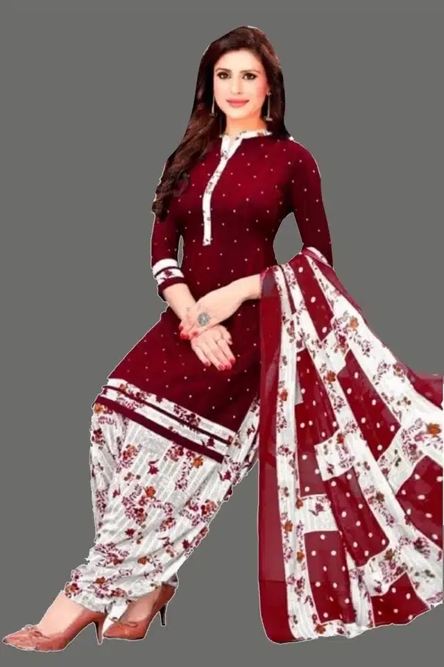 Unstitched Dress Material for Women & Girls (Red)