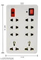 Plastic 8 Socket Extension Board (White)