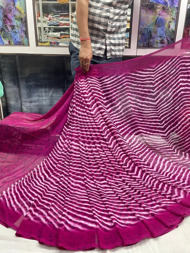 Georgette Applique Saree for Women (Purple, 6.3 m)