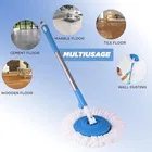 Spin Mop Stick, Blue and White, Stainless Steel Handle,Extendable Rod, Microfibre Head with Quick-Release System for Floor Cleaning