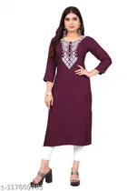 Viscose Rayon Embroidered Kurti for Women 
