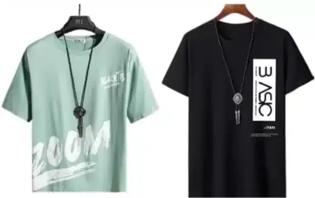 Half Sleeves Printed T-Shirt for Men (Pack of 2) (Multicolor,L)