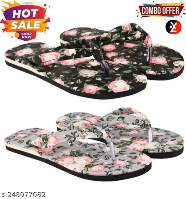 LifeO Slippers for Women (Multicolor, 8) (Set of 2)