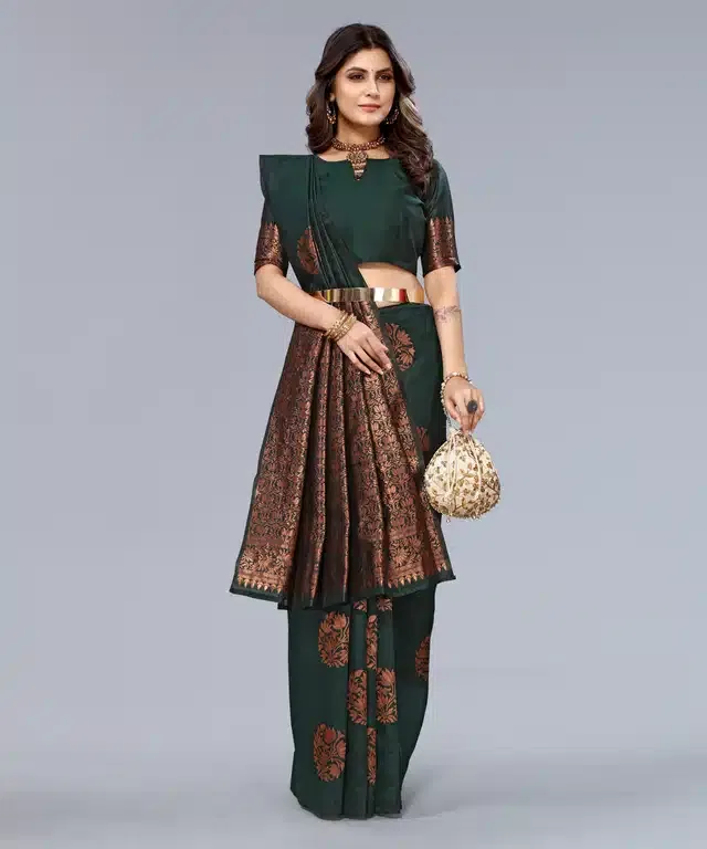 Banarasi Silk Saree for Women (Green, 6 m)