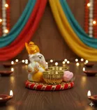 Metal Decoretive Pooja Thali, Multicolour Pack of 1
