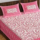 Sanganeri Jaipuri Traditional Printed Double Bed Sheet with 2 Pillow Covers 