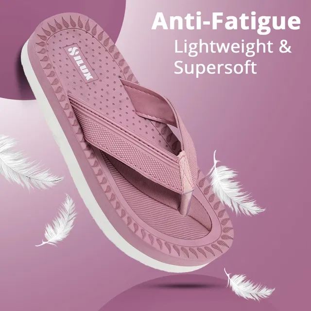 Solid Thong Flip-flops for Women (Pink, 4)