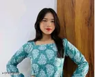 Rayon Printed Short Kurti for Women, Blue 