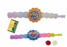 Synthetic 2 Pcs Rakhi with Greeting Card & Roli Chawal 