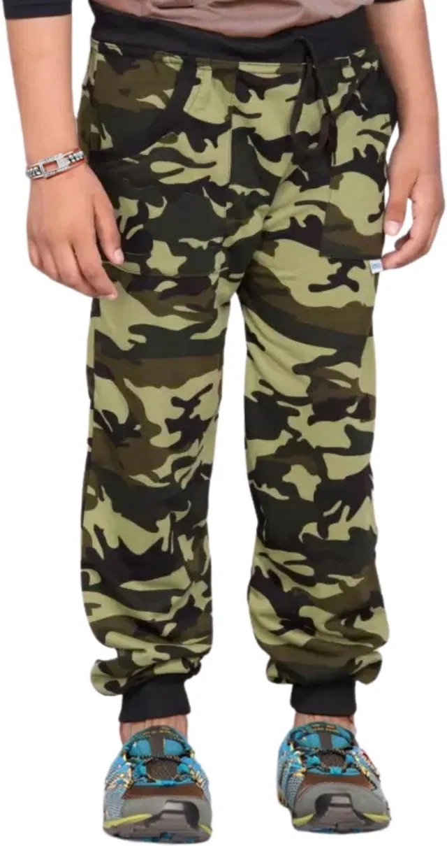 Cotton Blend Regular Fit Trackpants for Boys & Girls (Green, 3-4 Years)