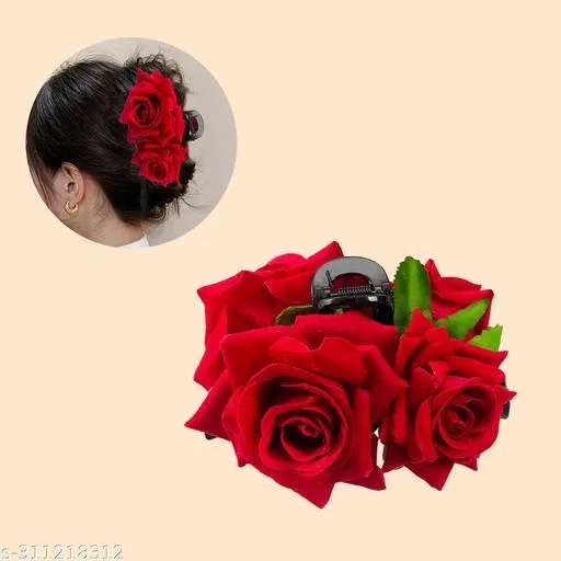 Designer Hair Pins for Women (Red, 1 Pc)
