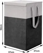Canvas Laundry Basket,Grey & Black,  