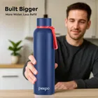 Pexpo Bravo 1000 Stainless Steel Insulated Sigle Wall  Water Bottle with Sipper Cap - 980ml | BPA Free - Denim Blue