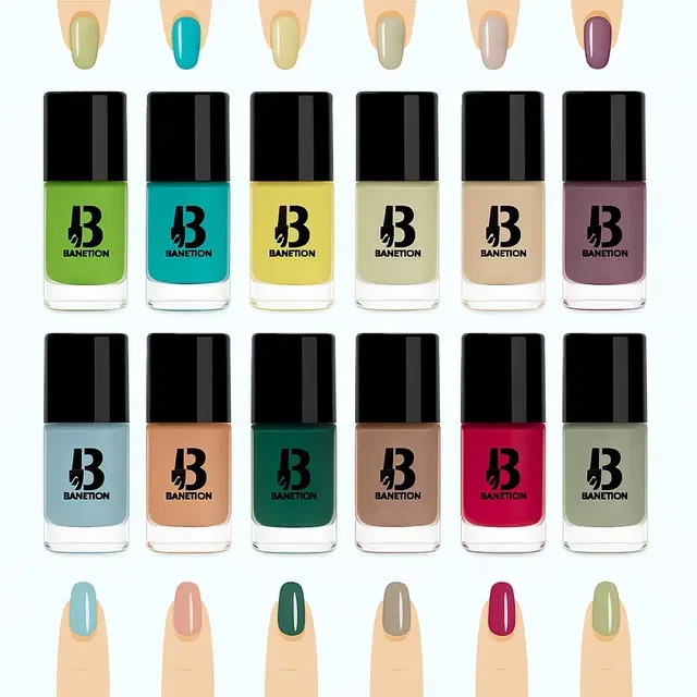 Banetion Trending New Nail Polish Nude Matt With High Gloss (Pack Of 12)