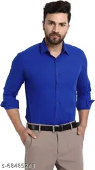 Cotton Blend Solid Full Sleeves Shirt for Men 