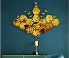 Mirror Gold Sticker 14 hexagon & 10buterfly