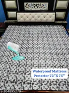 PVC Double Bed Mattress Protector (White & Dark Grey, 72x75 inches)