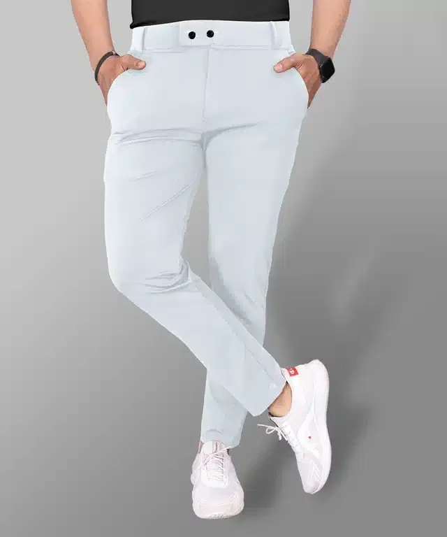 Lycra Blend Trouser for Men (Off White, 36)