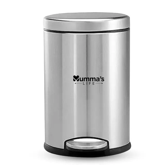 Mumma's LIFE Stainless Steel Dustbin with Lid, Silver (7 L)