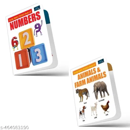 Young Minds Padded Book For Kids - Set Of 2 Books - Numbers, Animals & Farm Animals Board Book,